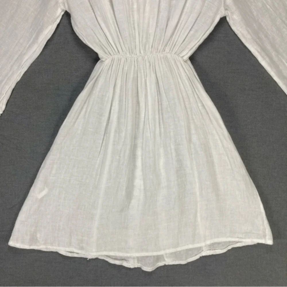 Luisa Ricci Linen Lace Tunic Beach Coverup Dress Women Medium White Cottagecore - Picture 8 of 13